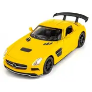 Catzon 1:32 Model Car Diecast Zinc Alloy with Sound Light Pull Back Toy-Yellow