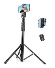 70" Phone Tripod, Camera Stand Tripod with Remote and Phone Holder, Sturdy &