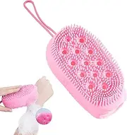 Body Silicone Scrubber - Shower Scrub Brush | Exfoliation Skin Cleansing Brush, Double-Side Soft Bath Scrubber for Women Men