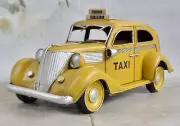 Handcrafted Detailed 1930 Yellow Cab Old School Metal Tinplate Artwork Figurine