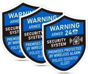 3PCS Security Alarm System Sign for Home, Self-Adhesive Weatherproof 24 Hours Se