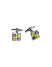 [Cudworth] Polished Rhodium Plated Square Cufflinks in Silver