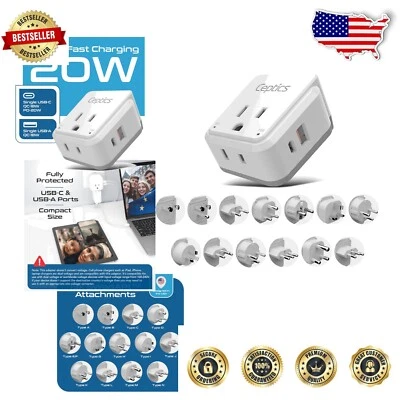 Reliable Global Plug Adapter with Dual USB & USB-C - Travel Anywhere Fearlessly