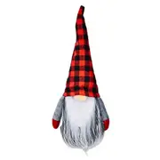 Christmas Gnome Wearing Black & Red Check Hat
