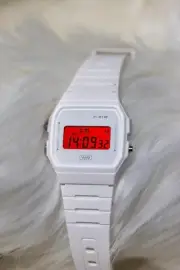 Arctic Blaze – Modified Watch Based on Casio F-91W – White Digital with Red Pola