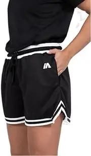 [IA iAthletic] Women's Training & Casual Shorts Black/White. Lightweight, Soft Polyester mesh Shorts with Pockets Elasticised Waistband and hems.