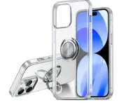 016 Transparent Phone Case Ring Holder Soft Case for iPhone15 Plus