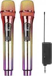 Snblzhef Wireless Microphone, Handheld Dynamic Microphone Wireless Mic System Set with Rechargeable Receiver C Easy Install
