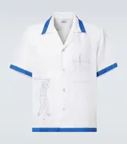 [Bode] Bode Club Champion embroidered linen shirt UK 16,5 white