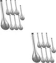 NOLITOY 16 Pcs Slotted Small Spoon Stainless Steel Household Serving Spoon Condiment Basting Set Easy to Use for Cooking