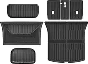 Compatible for Tesla New Model Y Juniper 2025 All Weather TPE Floor Mats Cargo Liners Trunk Mat with Backrest Pad for Tesla Y Accessories(TBM-7PCS,RHD)