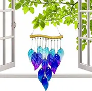 Indoor Wind Chimes, Yard Wind Chimes, Blue Windchimes, Creative Glass Ornament for Balcony Porch Garden Beach Outdoor Decor