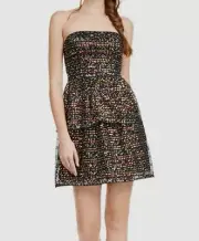 $284 Aidan Mattox Women's Black Strapless Sequined Fit & Flare Dress Size 0