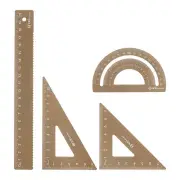 Geometry Set 20cm 8pcs Laser Engraving Metal Ruler Set Brown
