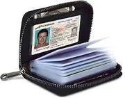 [Lacheln] Card Holder for Women Men RFID Small Wallets Credit Card Case Money Organizers, Black,20 Slots, Small, Minimalist