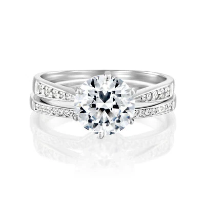 1 CT Diamond Engagement Ring Set Round F-G/SI2-I1 18K White Gold Size 7