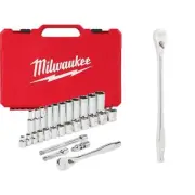 Milwaukee Ratchet/Socket Tool Set 3/8" Drive SAE w/ Extended Ratchet (29-Piece)