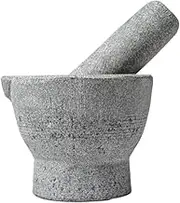 Traditional Grind, Stone Mortar Garlic Pounder Garlic Press Mortar with Mouth Stone Grinder Pestle Set Medicine Grinder Masher