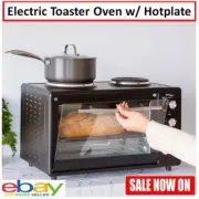 Portable Electric Oven with Rotisserie 2 Hot Plates Stovetop Cooking Bake Toast