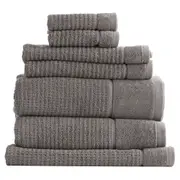 7pc Renee Taylor Cambridge 650GSM Textured Bath/Hand/Face Towel Mat Set Fossil