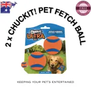 CHUCKIT ULTRA PET BALL DURABLE TENNIS BALL SIZE MEDIUM ORANGE/BLUE FETCH -2 PACK
