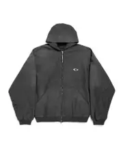 Balenciaga Loop Sports Icon Embroidered Zipped Hoodie coal gray