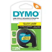 DYMO LetraTag Plastic Label Tape 12mm Black on Yellow