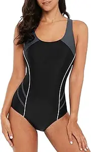 [BeautyIn] Women's Pro One Piece Athletic Bathing Suit Color Block Swimsuit