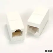 10Pcs CAT6 RJ45 Female to Female Coupler Inline UTP Cable Joiner Connector White