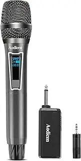AODICEN Wireless Microphone,UHF Dual Metal Handheld Dynamic Wireless Mics with Rechargeable Receiver, Cycle Charging, for Karaoke, Party, Speech, 160ft, Black