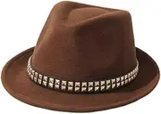 [SLEDEZ] Jazz Cap Retro Rivets Bowler Hat Jazz Hat Men and Women Stage Cap