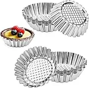 20 Packs Cupcake Mold 9.5 CM Stainless Steel Mini Pie Tartlet Cupcake Cake Muffin Mold Reusable Tin Pan Baking Tool Non Stick