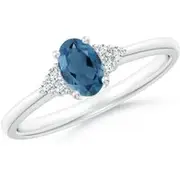 Solitaire Oval London Blue Topaz and Diamond Promise Ring