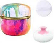 Qopoto Body Powder Puff and Container for Dusting Powder, Women Powder Puff and Powder Case for Bath and Travel (Abstractionism)