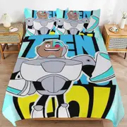v2667 Bed Sheets Bedding Teen Titans Go Cartoon Bedding Sets Ultra Soft Skin-Friendly Duvet Cover 3 Piece, Cute Comforter Cover Bed Set for Boys Girl
