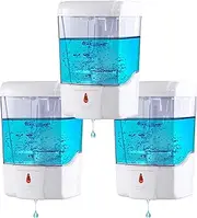 PLUSSEN Hand Soap Dispenser Wall Mount Touchless Electric 20Oz Pack of 3 Fit Liquid Gel Plastic Rust and Leak Proof for Commercial Bath