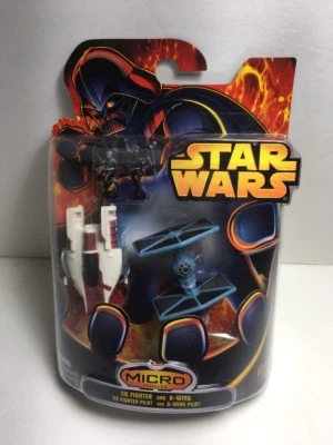 Star Wars Micro Vehicles Tie Fighter and A-Wing Pilot Space Assault Set NIB