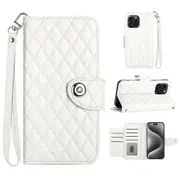 YB Imprinting Series-8 for iPhone 15 Pro Max Leather Case 7 Card Slots Phone Cover with Hand Strap