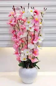 Artificial Flowers Pot for Home Decor Pink White