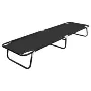 Portable Pool Lounger Folding Beach Garden Camping Sun Bed Steel Frame Black