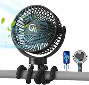 Portable Fan, Stroller Fan 60Hrs 12000mAh Battery Operated Fans USB Rechargeable Small Fan for Bedroom, Desk, Personal Handheld, Clip on Fans for Baby Stroller, Travel, Car Seat, Peloton, Bed, Camping