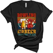 [Generic] Vintage Retro Bowling Beer I'm Here, Humorous Beer Drinking, Family Matching Drunk Team Unisex T-Shirt