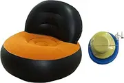 Generic Inflatable Sofa Lazy Sofa with Backrest Air Couch for Travel Outdoor Home Living Room, Black and Orange