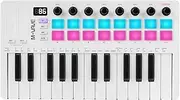 Nikou M-VAVE Upgrade MIDI Keyboard Controller, USB Mini 25 Keys Rechargeable Arranger Keyboard Portable Keybed Electric Music with RGB Drum Pads, Built-in Battery (White)
