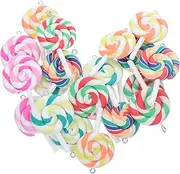 [TEMPNAP] Jewelry Making Pendants Lollipop Charms 20pcs Diy Clay Charms Vibrant Colors for Girls