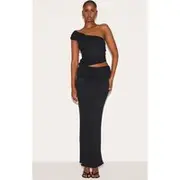 Black Onion Skin Low Waist Maxi Skirt, Black