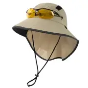 M/L/XL/XXL Unisex Mens Sun Hat with Neck Flap Sunglass Lock UPF 50 Wide Brim