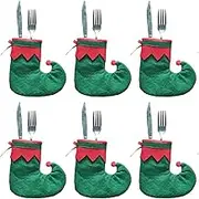 Christmas Utensil Bag | Stocking Christmas Silverware Holder 6X,Christmas Dinner Table Decorations Paper Cutlery Holder for Forks and Cutters Kitchen Dinner Table Decor