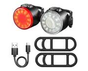 2 Pack Rechargeable Bicycle Lights Set , IPX6 Waterproof Front and Rear Bike Taillight Cycling Road Bike Headlight
