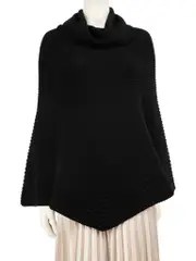 Black Wool Turtleneck Poncho